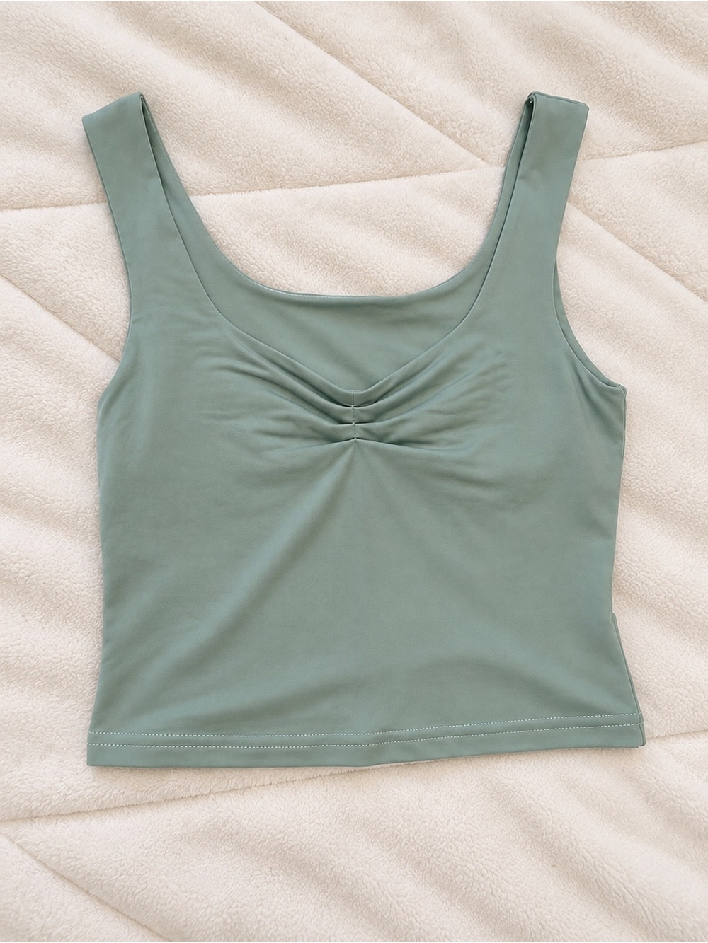 SHEIN Sage Green Ruched Scoop Tank